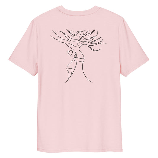 Sustainable Embrace Tree | 100% Organic Cotton T Shirt in pink rear view