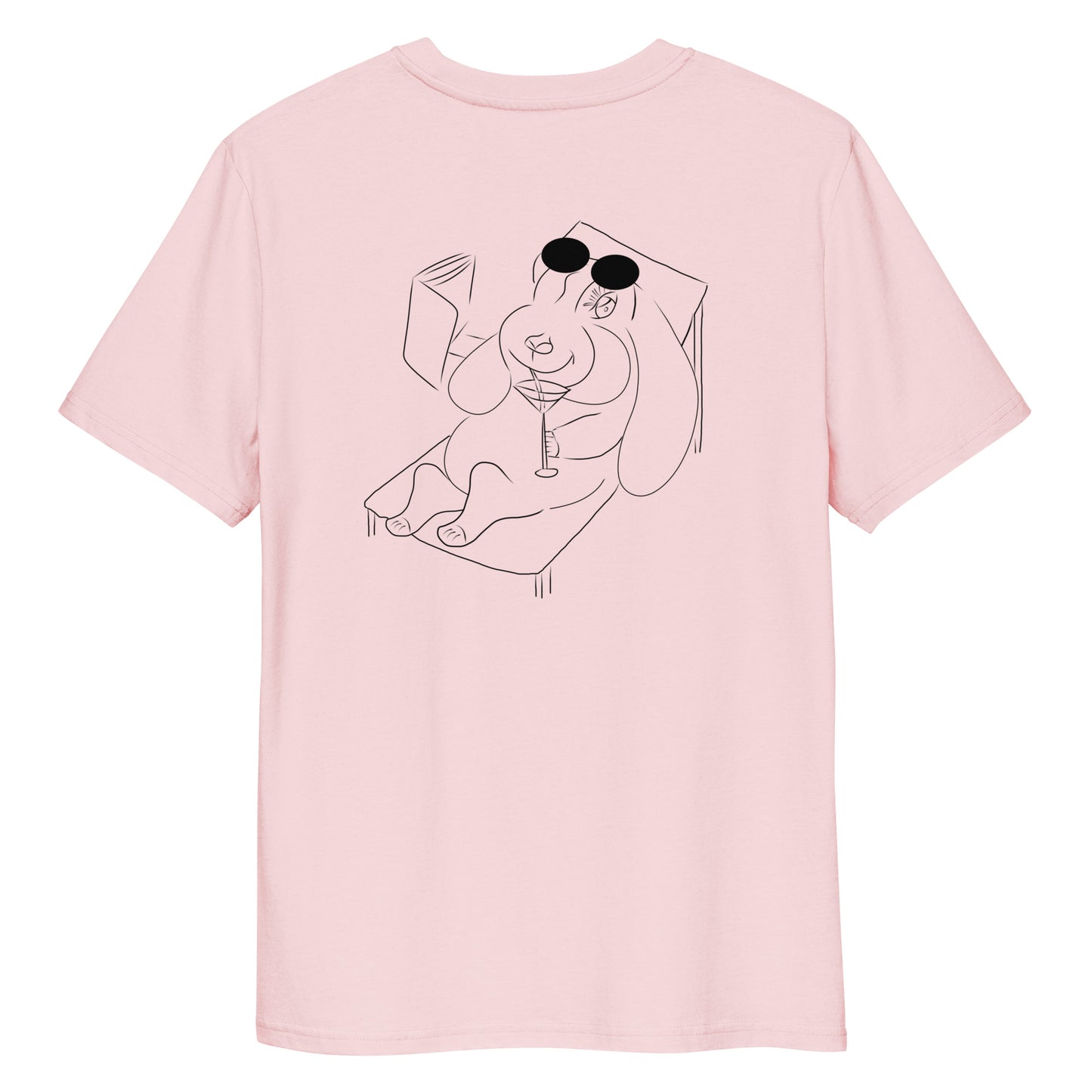 Bunny hop and sip  | 100% Organic Cotton T Shirt in pink back view