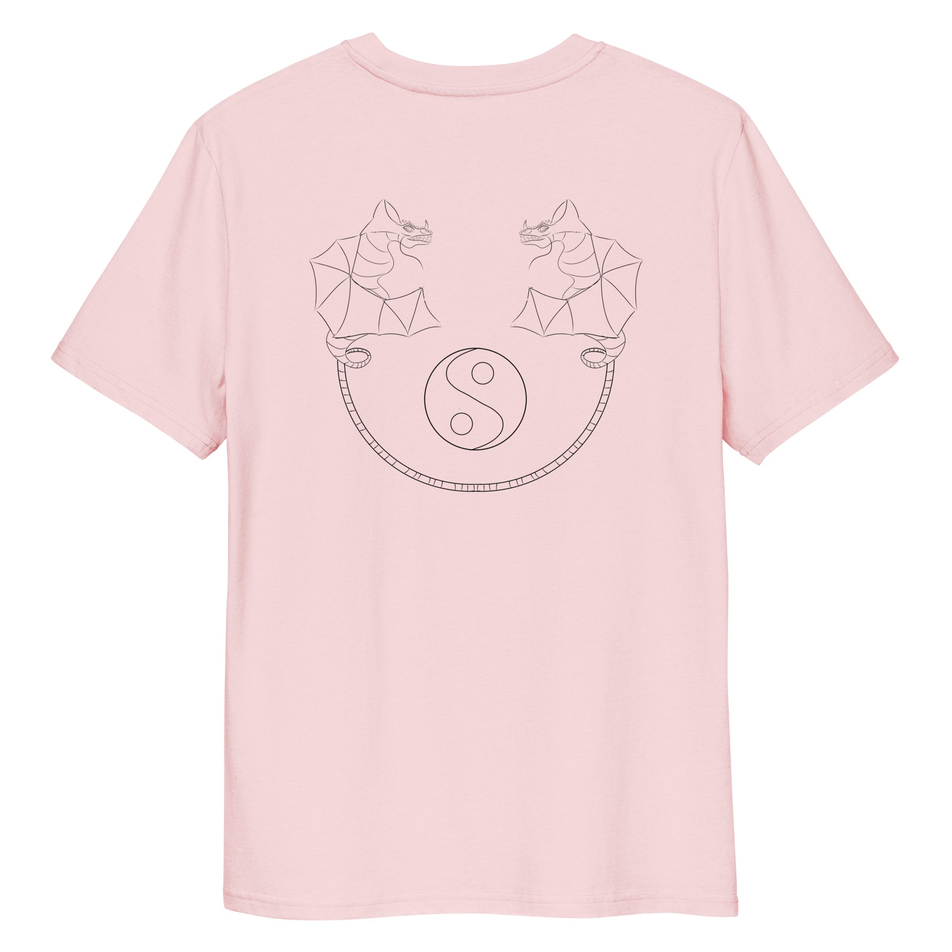 Dragon Dance, Yin and Yang | 100% Organic Cotton T Shirt in pink back view