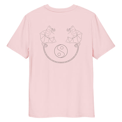 Dragon Dance, Yin and Yang | 100% Organic Cotton T Shirt in pink back view