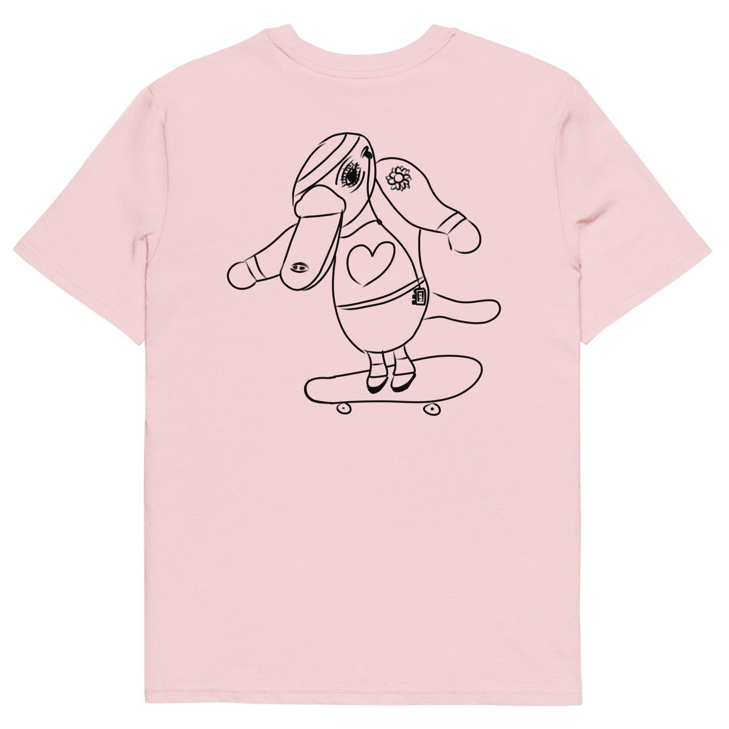 Platypus Skateboarder | 100% Organic Cotton T Shirt in pink back