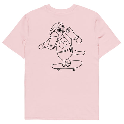 Platypus Skateboarder | 100% Organic Cotton T Shirt in pink back