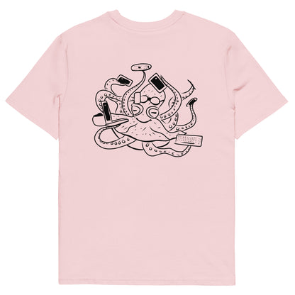 Octopus Office Worker | 100% Organic Cotton T Shirt in pink back