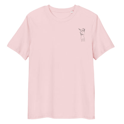 Woman Singing | 100% Organic Cotton T Shirt in pink front view