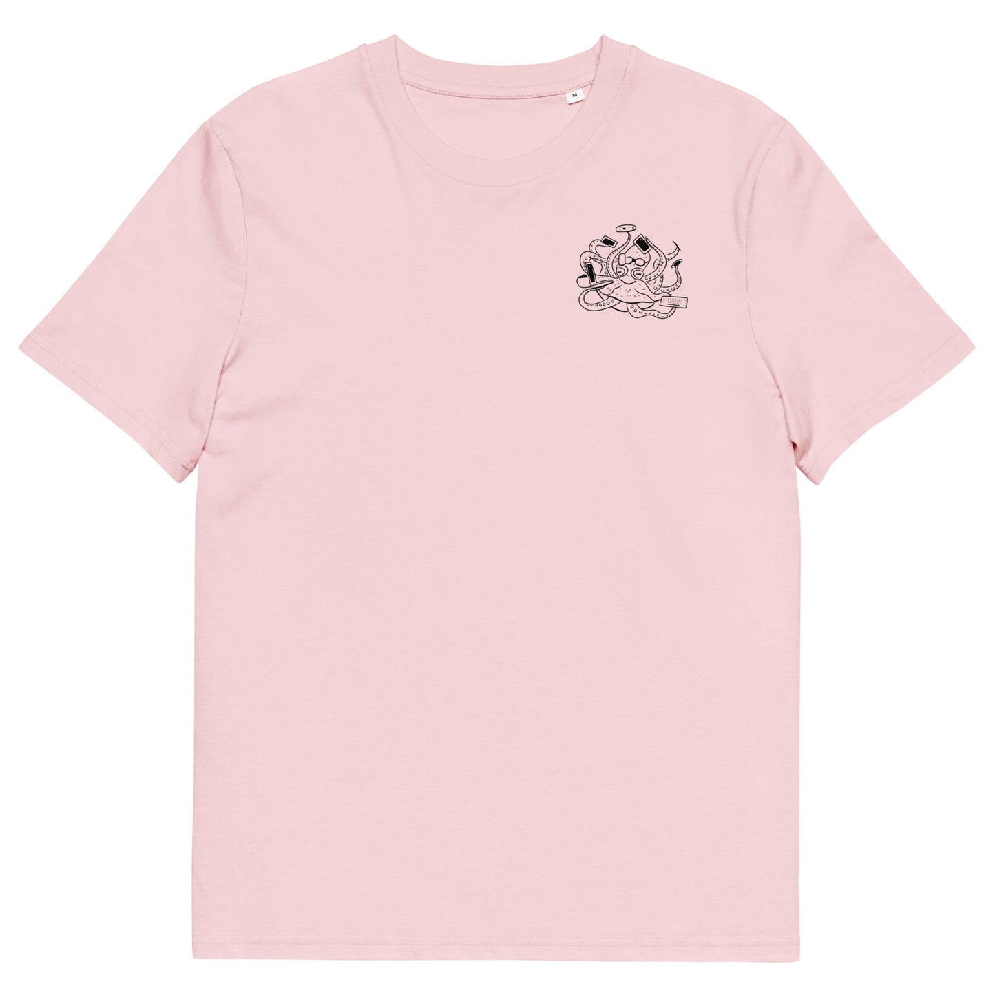 Octopus Office Worker | 100% Organic Cotton T Shirt in pink front