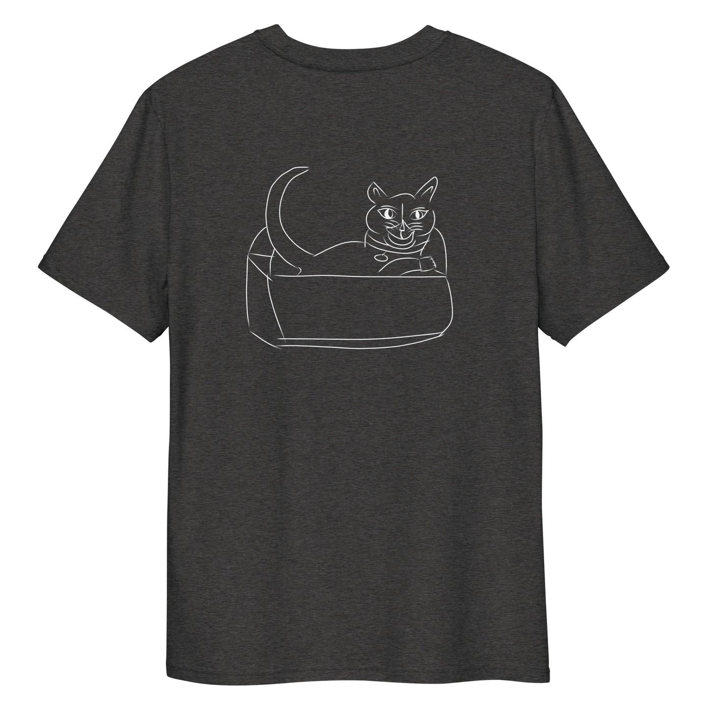 Cat White | 100% Organic Cotton T Shirt in dark heather back