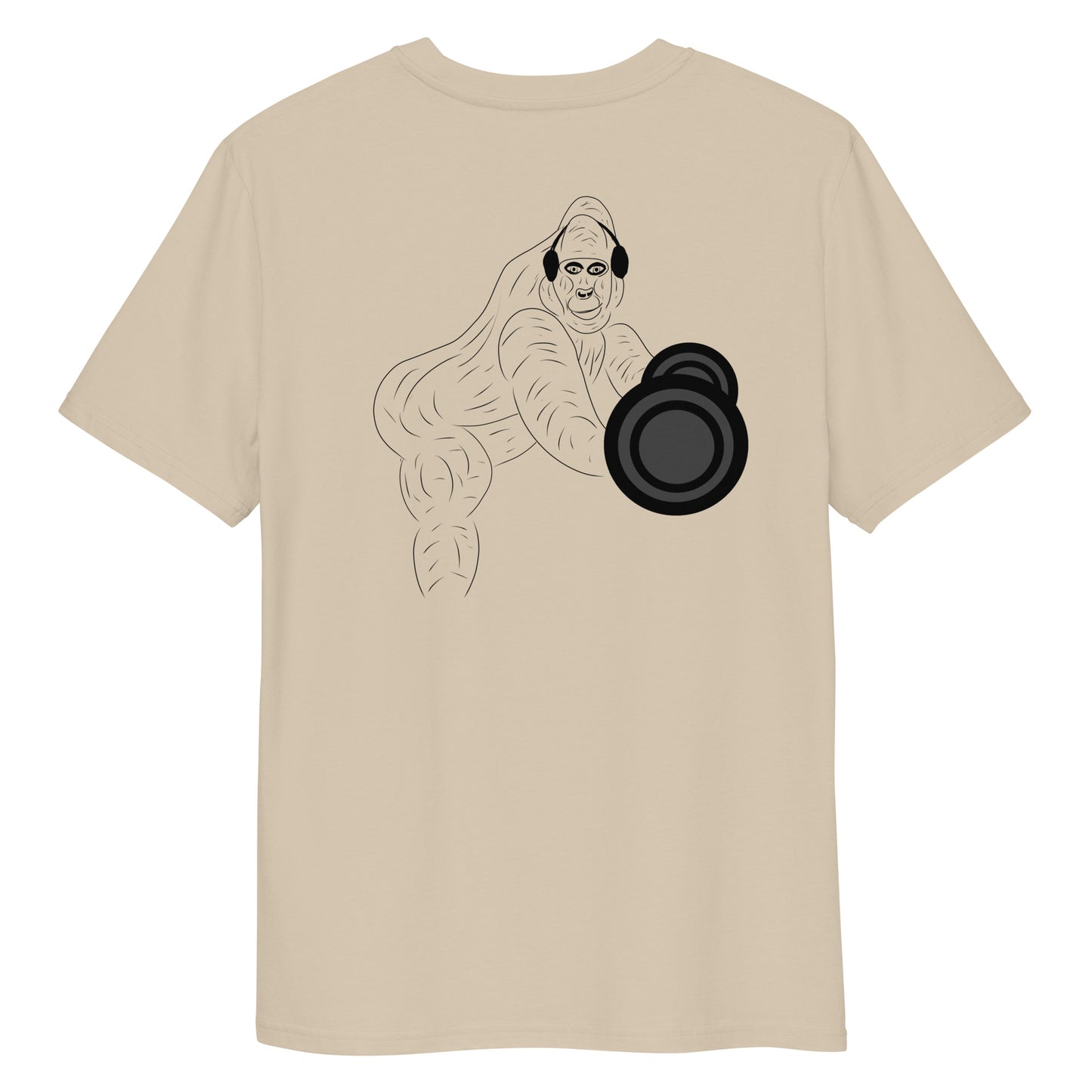 Gorilla Gym | 100% Organic Cotton T Shirt in desert dust back view
