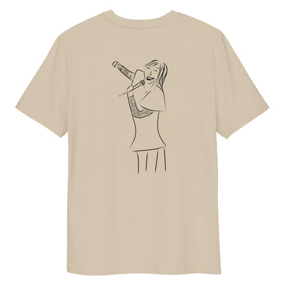 Woman Singing | 100% Organic Cotton T Shirt in dessert dust back view