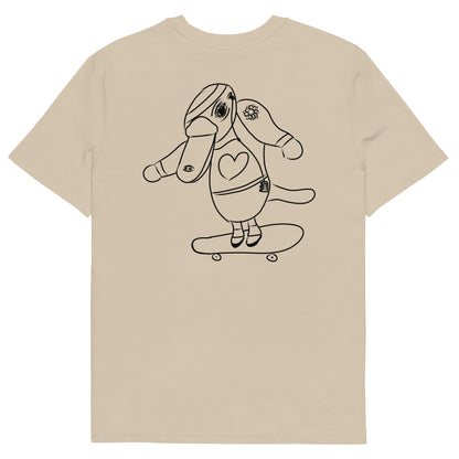 Platypus Skateboarder | 100% Organic Cotton T Shirt in dessert dust back