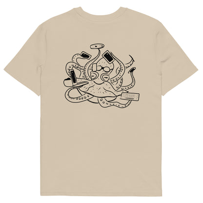 Octopus Office Worker | 100% Organic Cotton T Shirt in dessert dust back