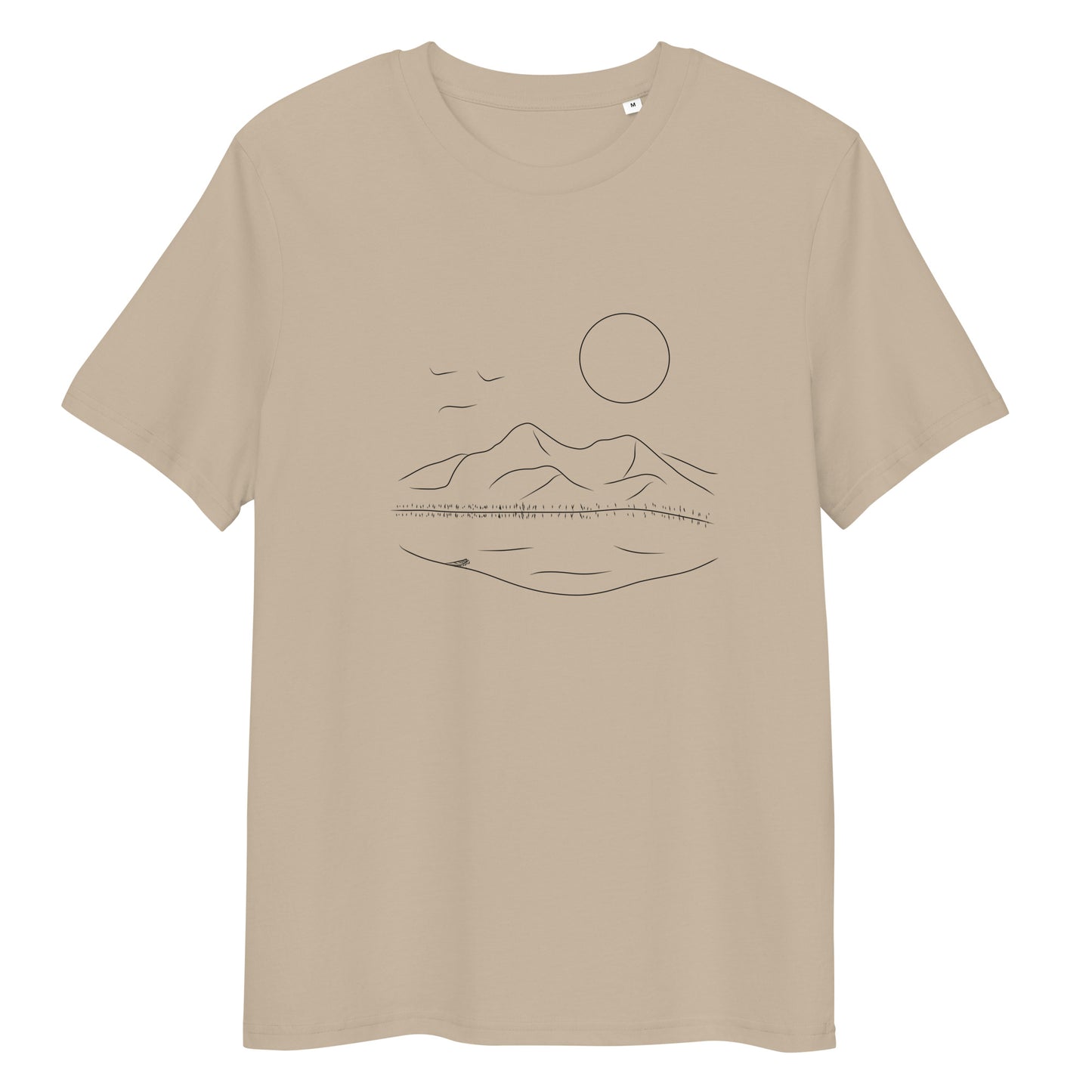 Mountain Serenity | 100% Organic Cotton T Shirt in dessert dust