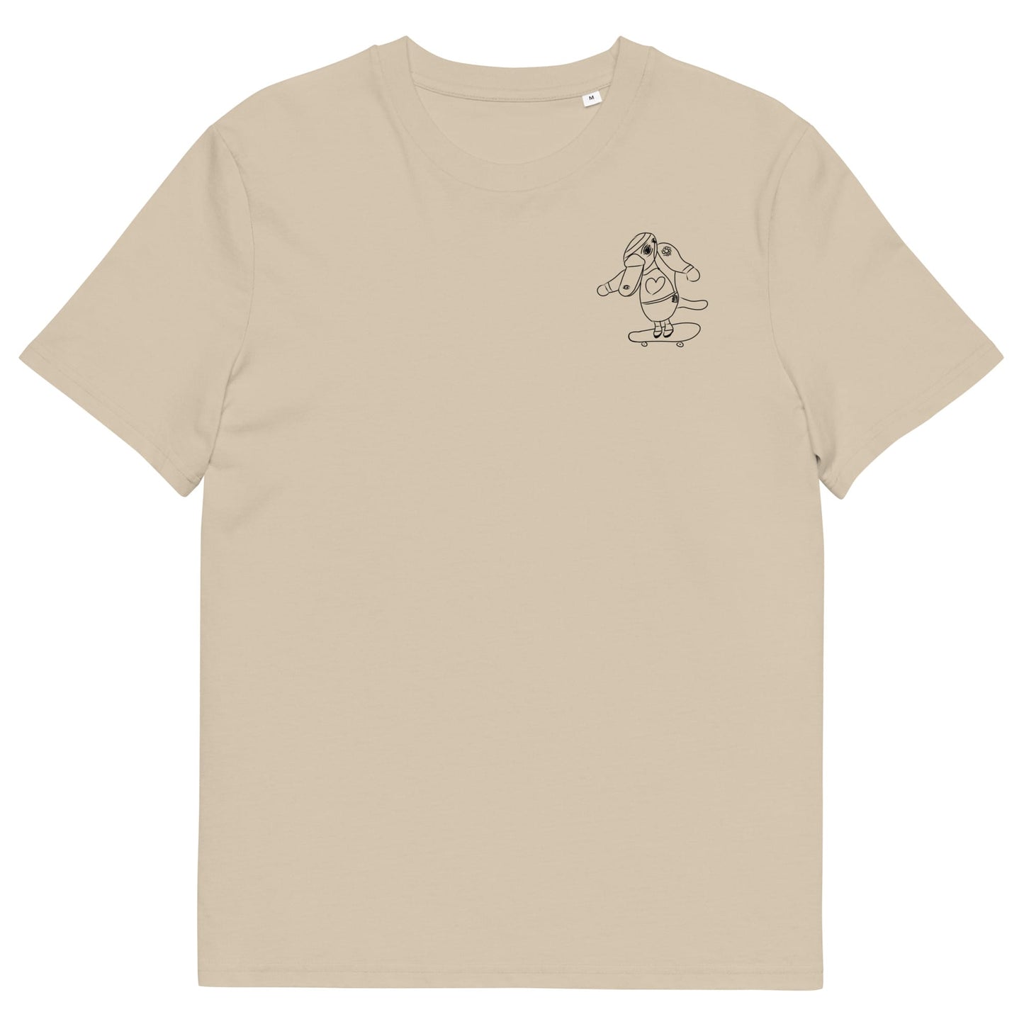 Platypus Skateboarder | 100% Organic Cotton T Shirt in dessert dust front