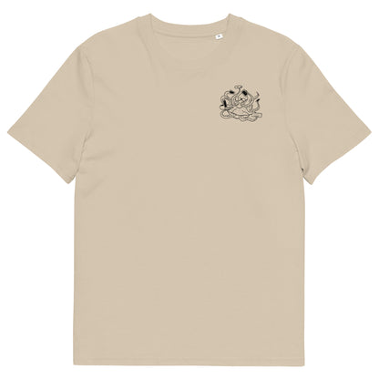 Octopus Office Worker | 100% Organic Cotton T Shirt in dessert dust front