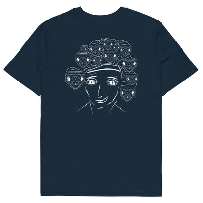 White Medusa | 100% Organic Cotton T Shirt in navy back view