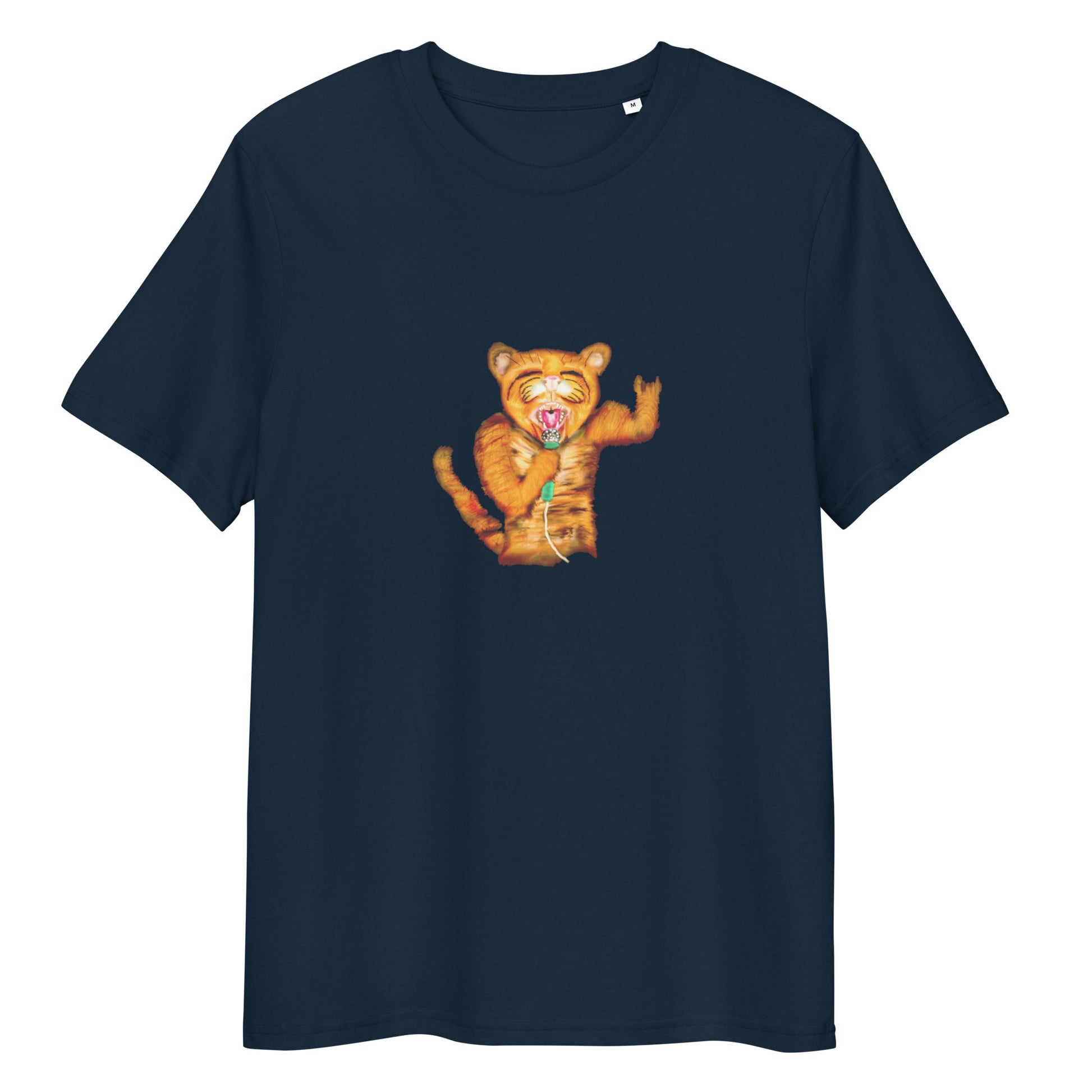 Cat singing | 100% Organic Cotton T Shirt in navy