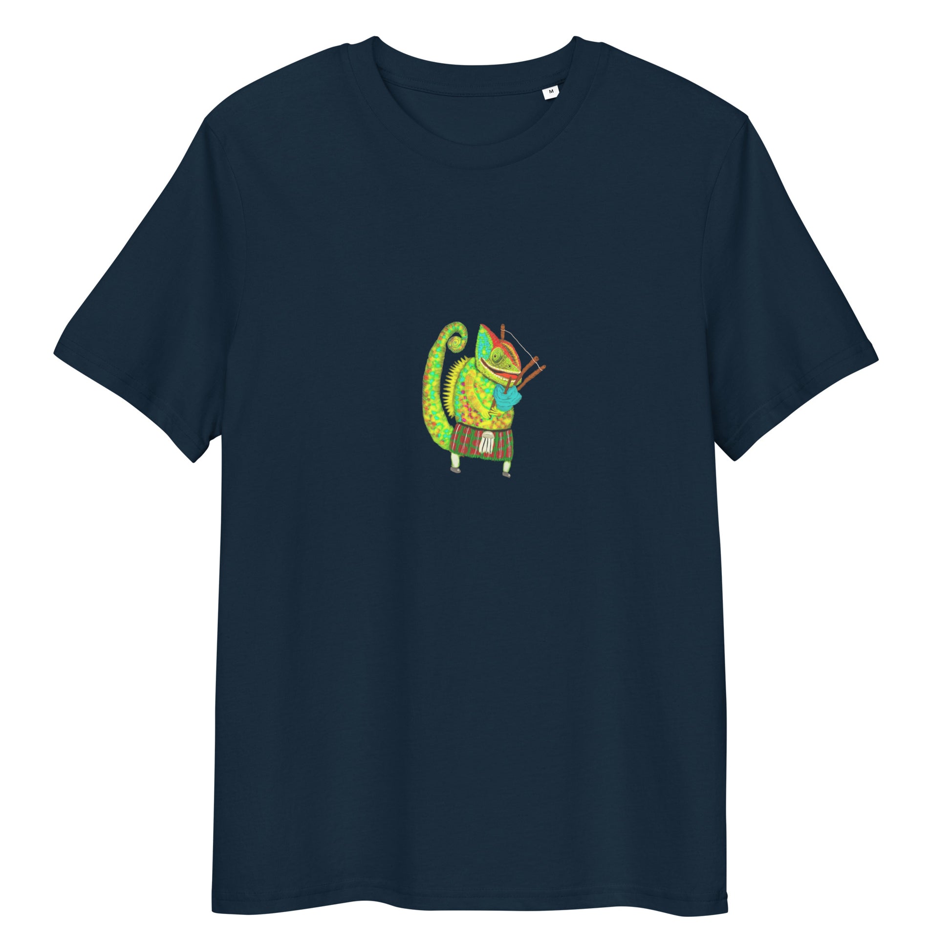 Bagpiper Chameleon | 100% Organic Cotton T Shirt in navy