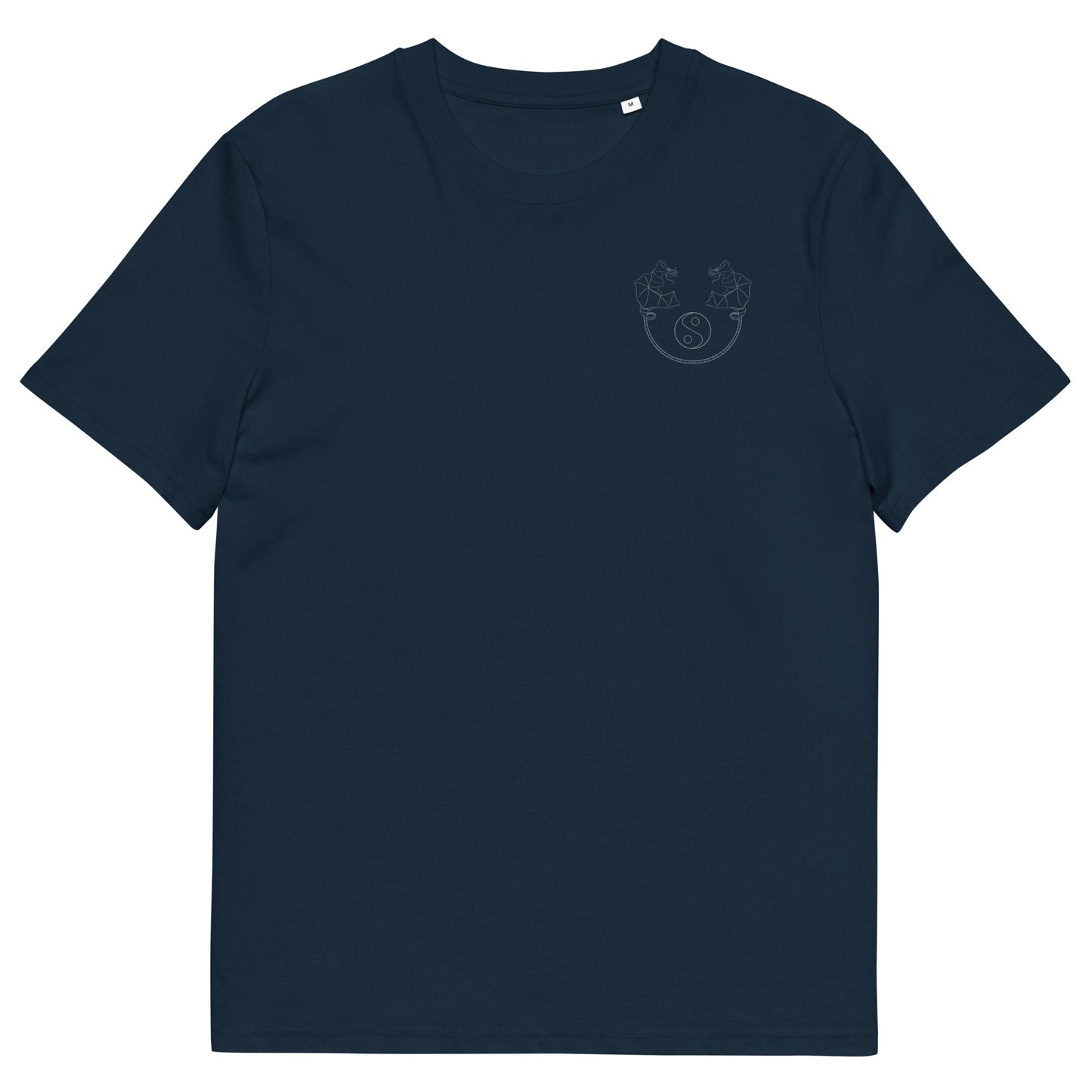 White Dragon Dance, Yin and Yang | 100% Organic Cotton T Shirt in navy