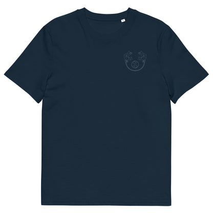 White Dragon Dance, Yin and Yang | 100% Organic Cotton T Shirt in navy