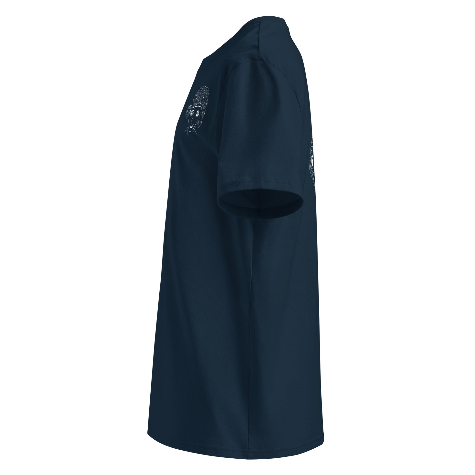 White Medusa | 100% Organic Cotton T Shirt in navy side view