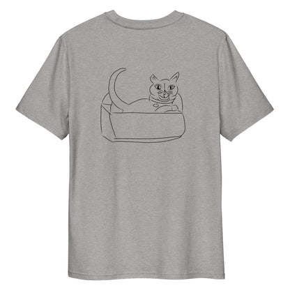 Cat Black | 100% Organic Cotton T Shirt in heather grey back
