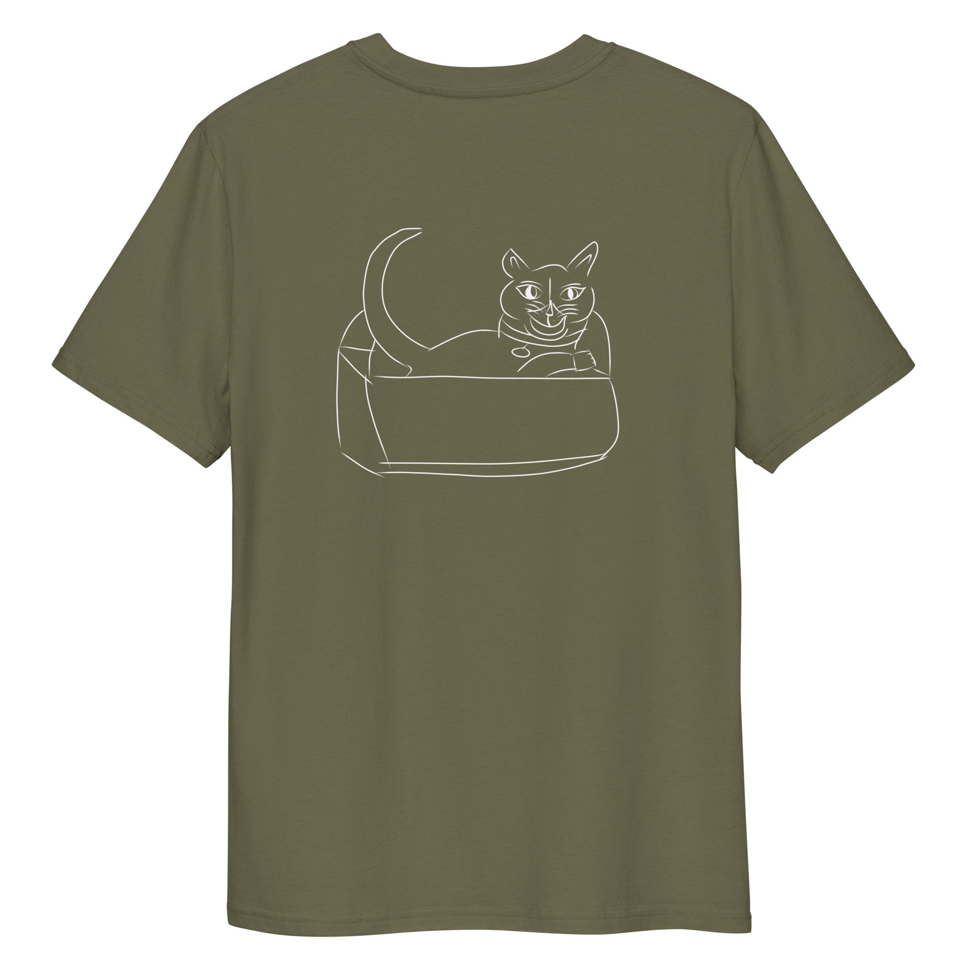 Cat White | 100% Organic Cotton T Shirt in khaki back