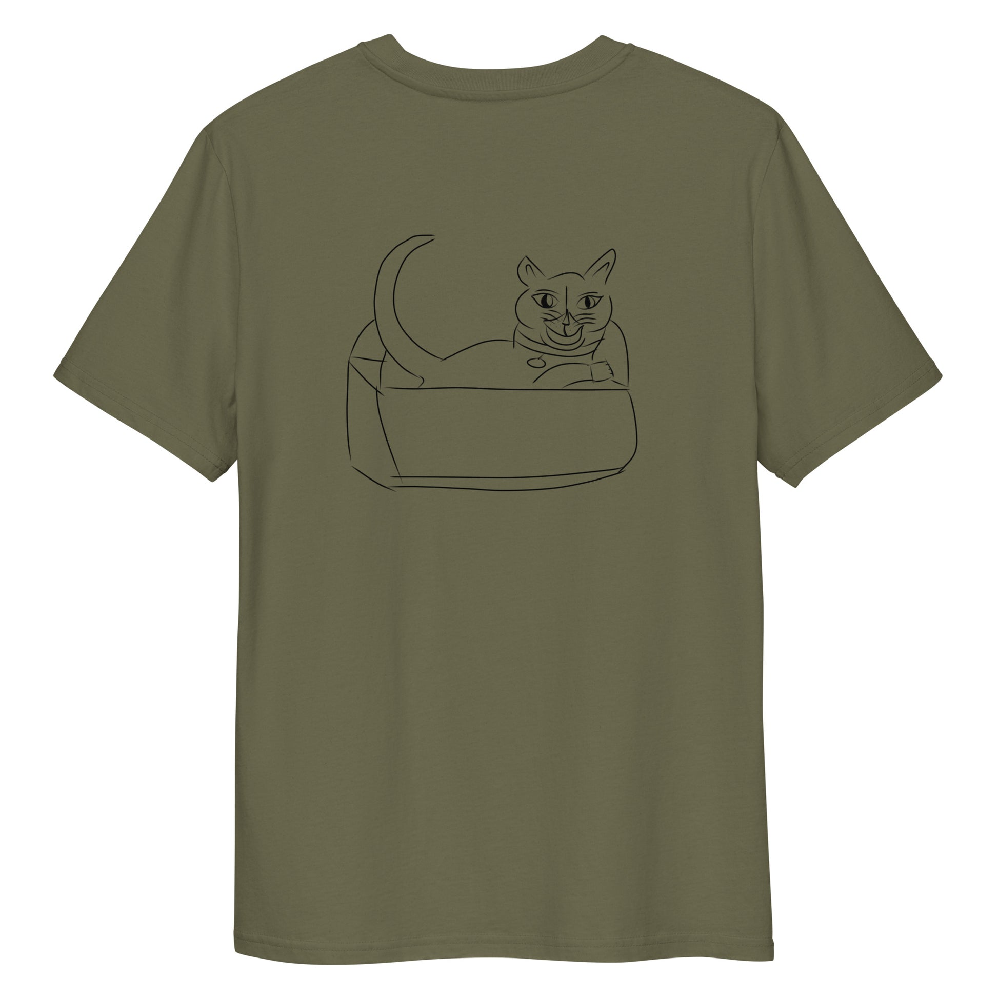 Cat Black | 100% Organic Cotton T Shirt in khaki back