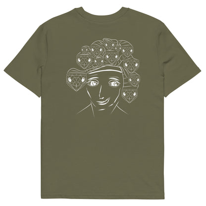 White Medusa | 100% Organic Cotton T Shirt in khaki back view