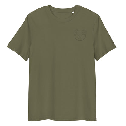 Dragon Dance, Yin and Yang | 100% Organic Cotton T Shirt in khaki front view