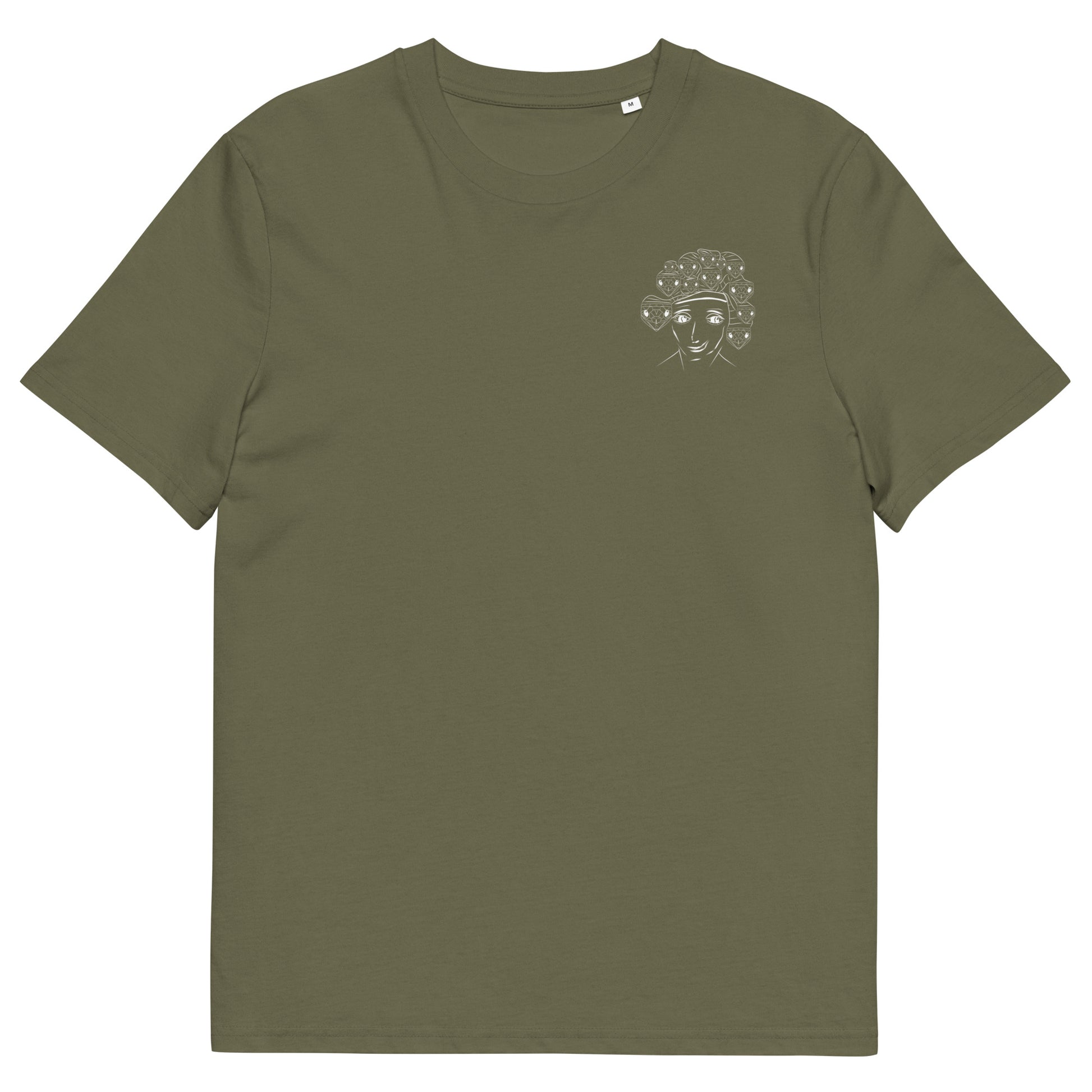 White Medusa | 100% Organic Cotton T Shirt in khaki front view