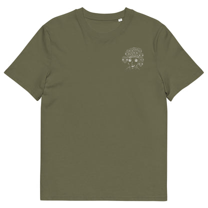 White Medusa | 100% Organic Cotton T Shirt in khaki front view