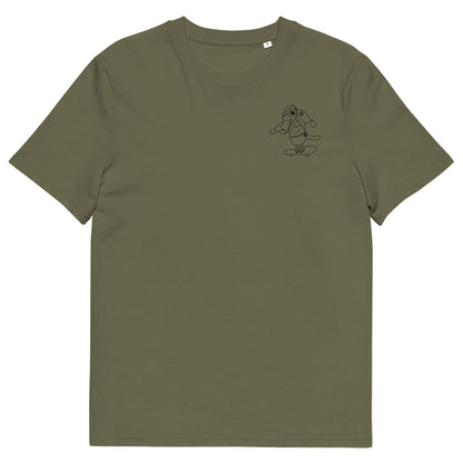 Platypus Skateboarder | 100% Organic Cotton T Shirt in khaki front
