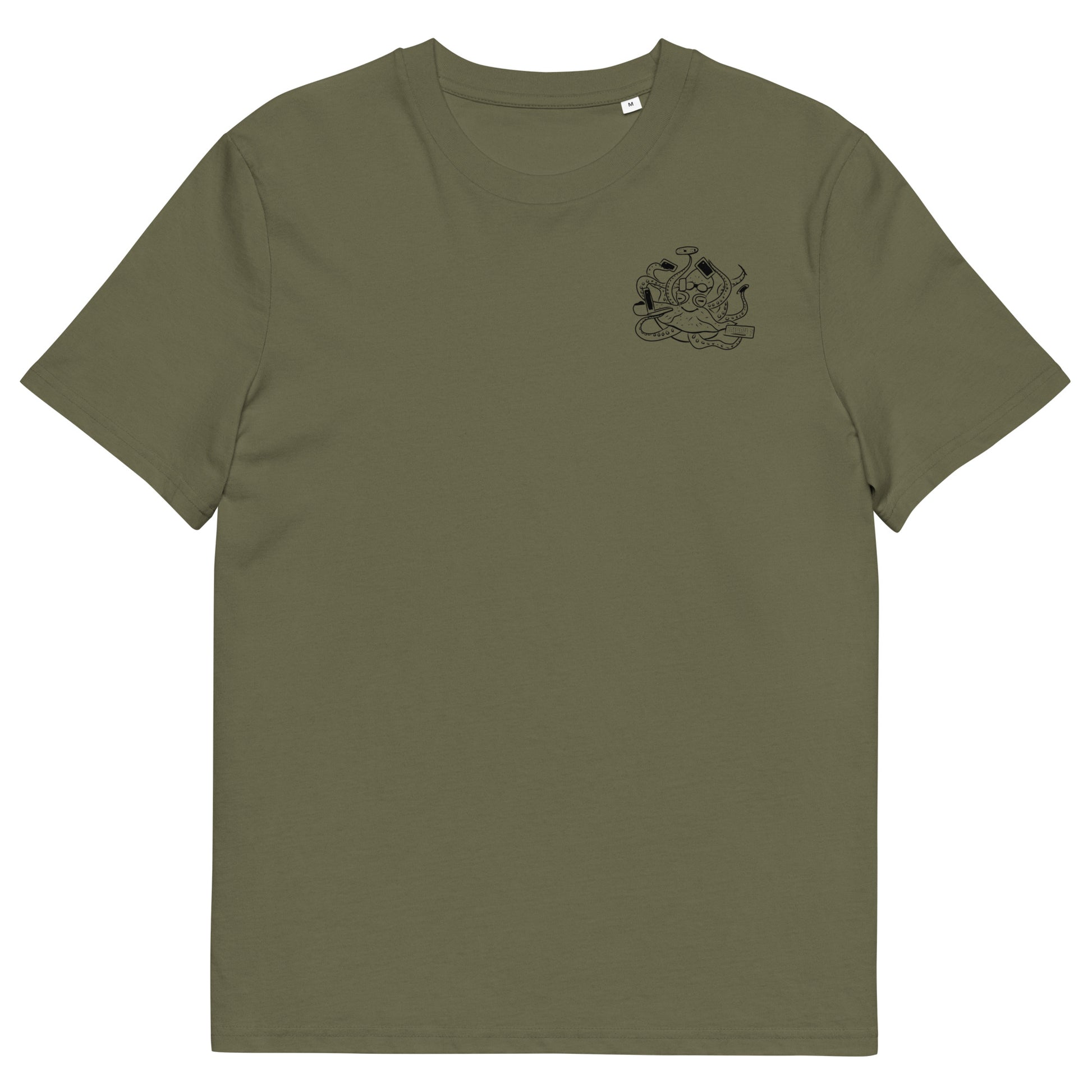 Octopus Office Worker | 100% Organic Cotton T Shirt in khaki front