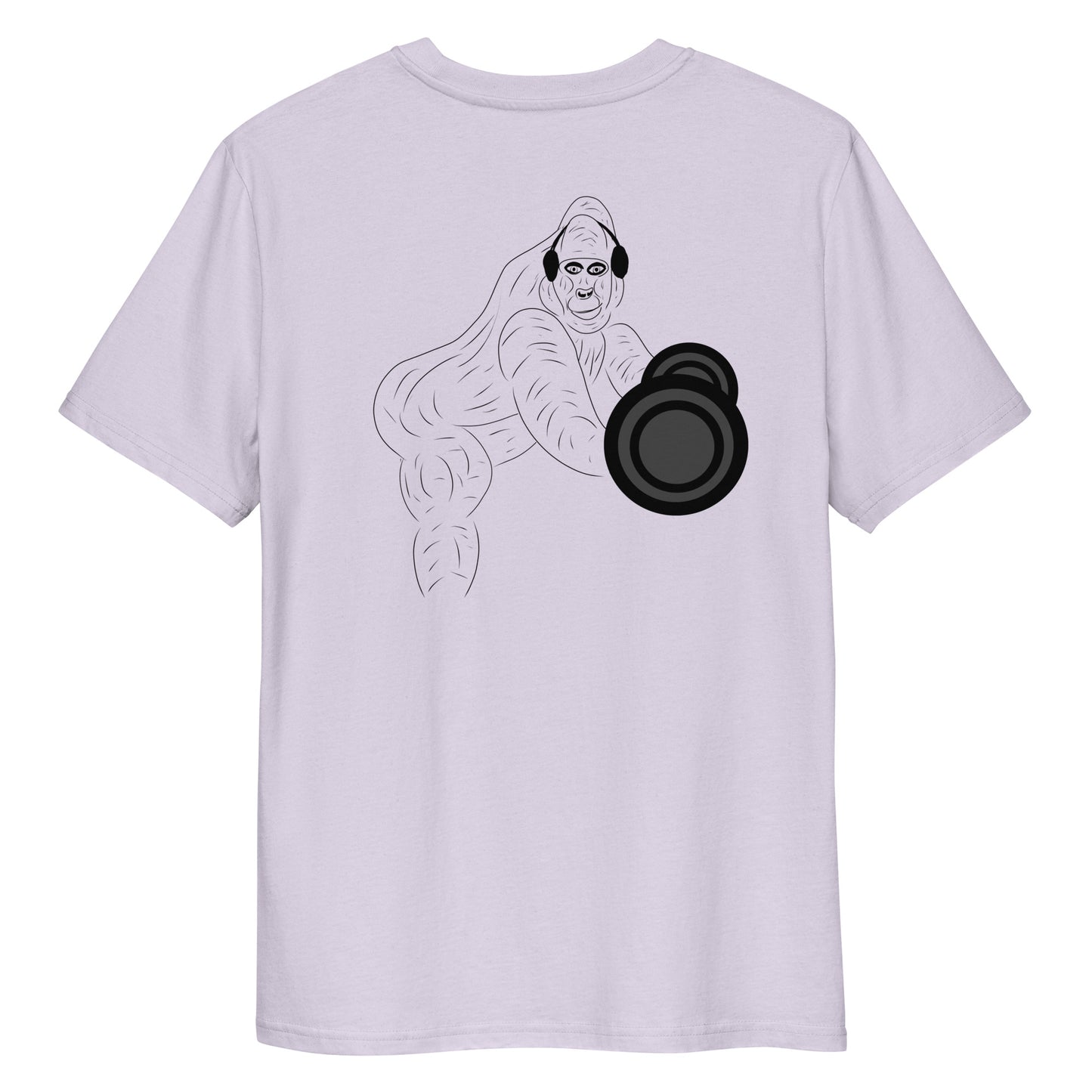 Gorilla Gym | 100% Organic Cotton T Shirt in Gorilla Gym | 100% Organic Cotton T Shirt in lavender back