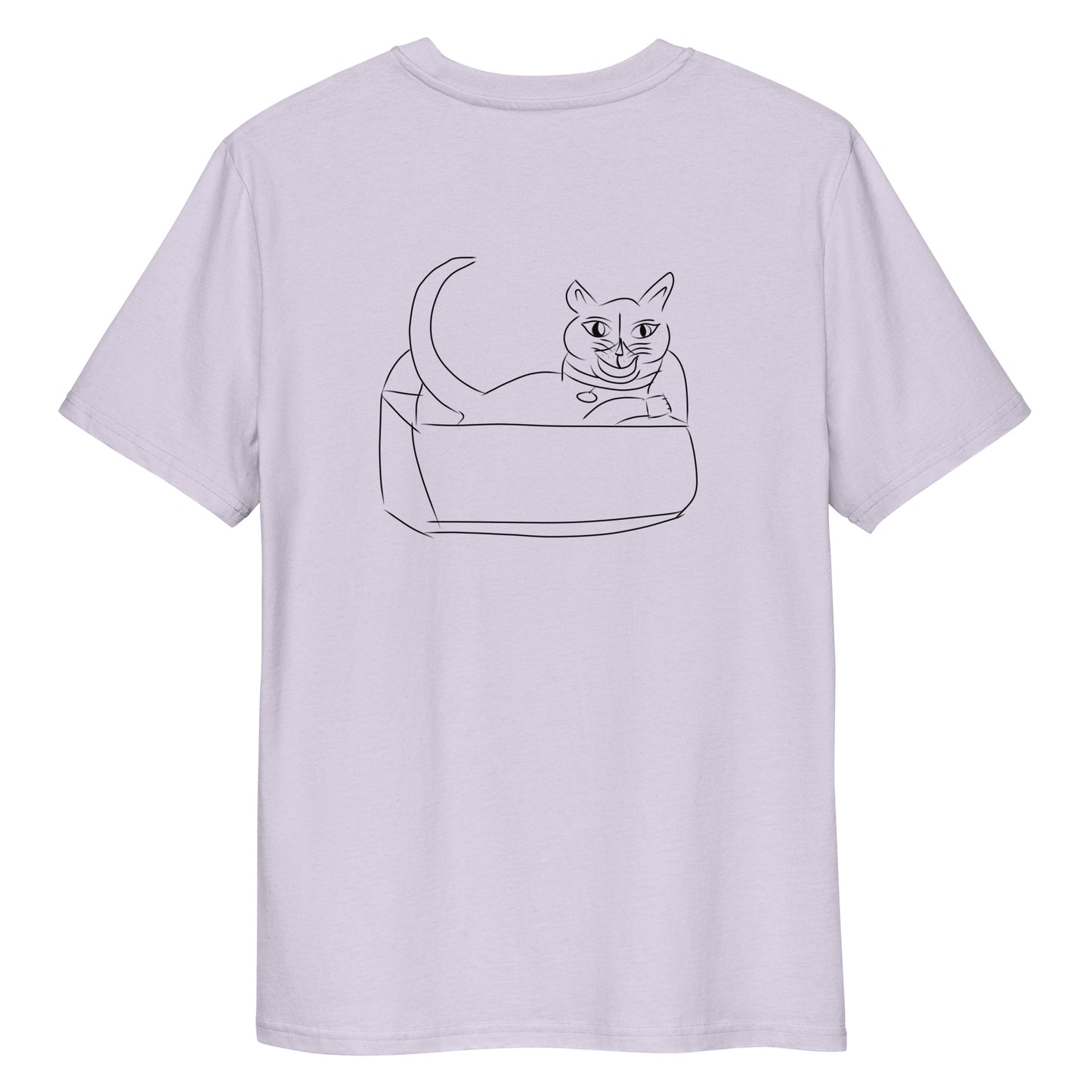 Cat Black | 100% Organic Cotton T Shirt in lavender back