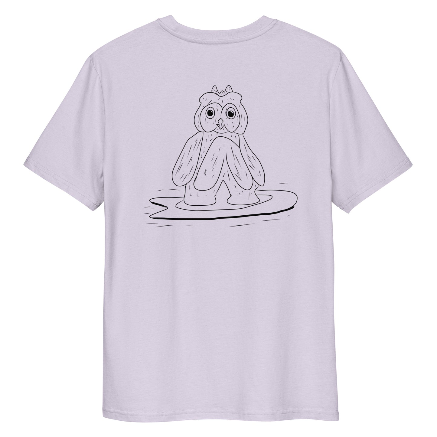 Surfing Owl | 100% Organic Cotton T Shirt in lavender back