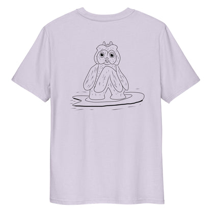 Surfing Owl | 100% Organic Cotton T Shirt in lavender back