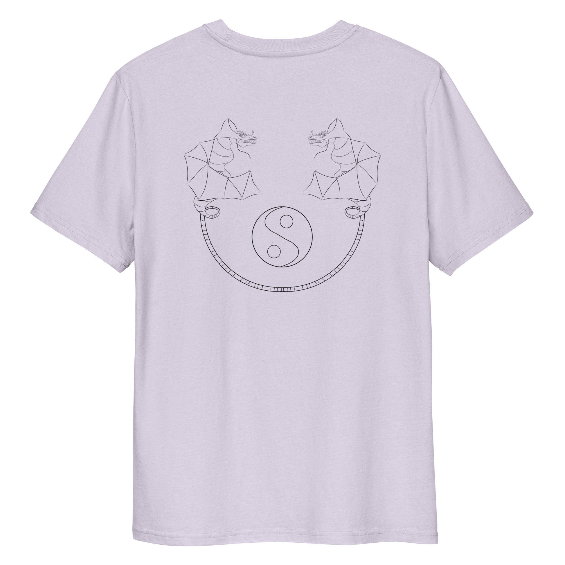 Dragon Dance, Yin and Yang | 100% Organic Cotton T Shirt in lavender back view