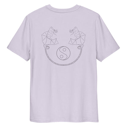 Dragon Dance, Yin and Yang | 100% Organic Cotton T Shirt in lavender back view