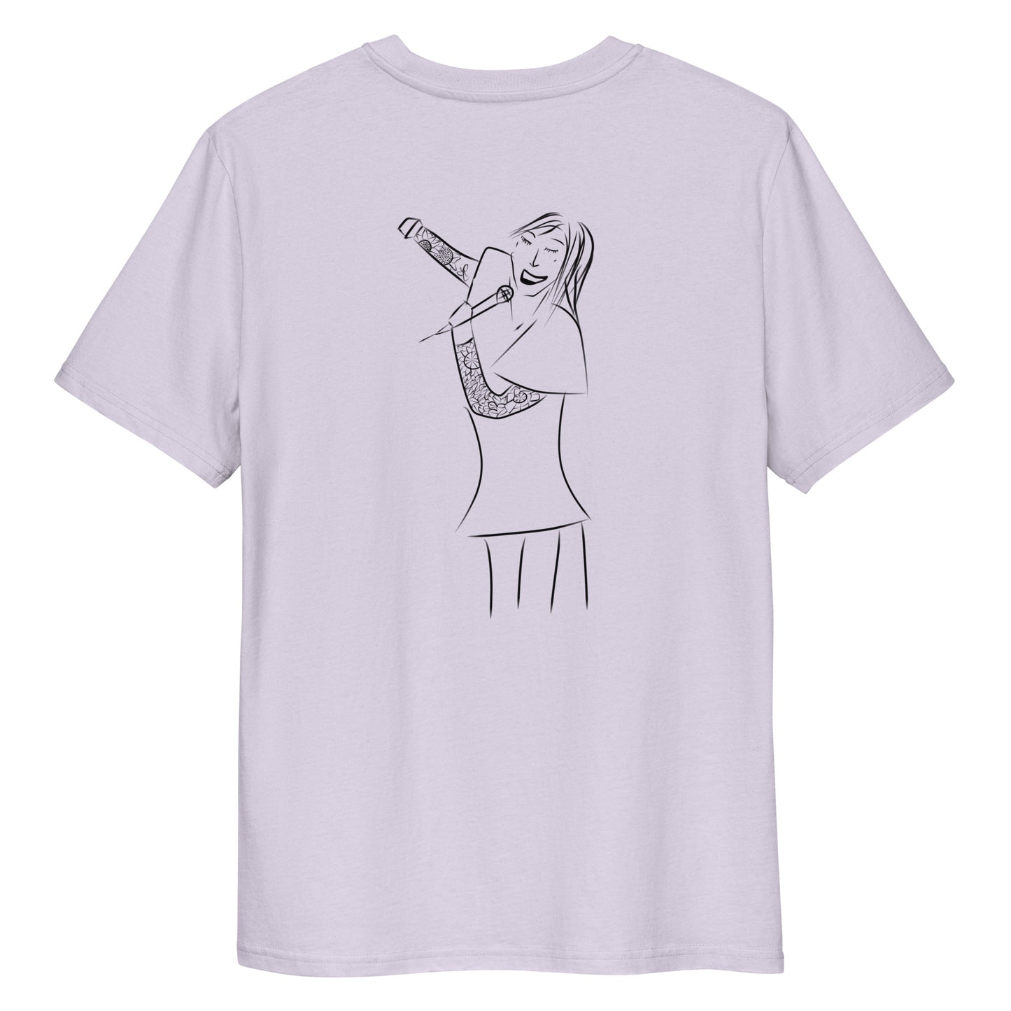 Woman Singing | 100% Organic Cotton T Shirt in lavender back view