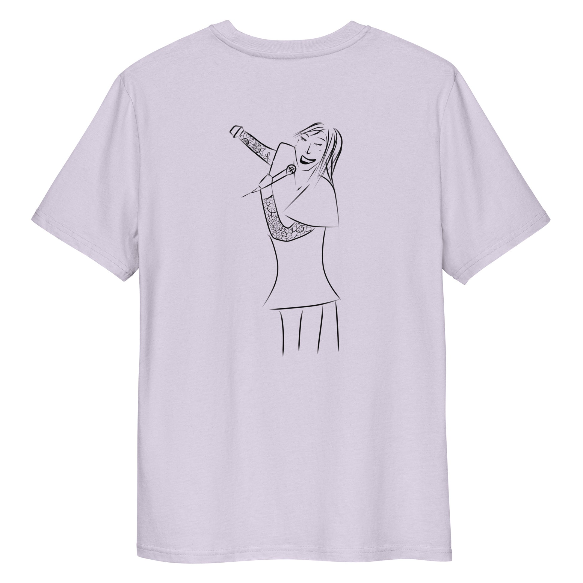 Woman Singing | 100% Organic Cotton T Shirt in lavender back view