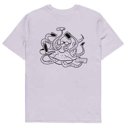 Octopus Office Worker | 100% Organic Cotton T Shirt in lavender back
