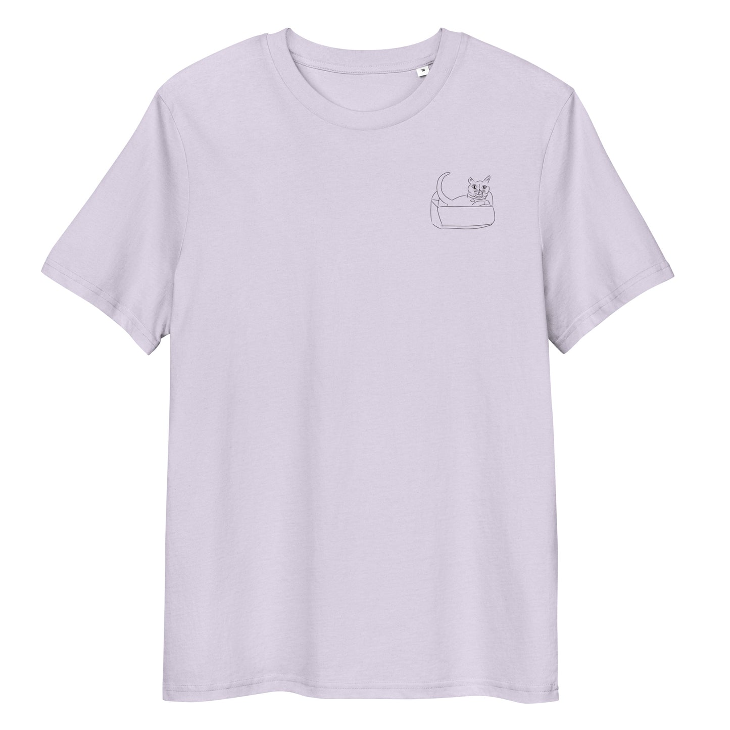 Cat Black | 100% Organic Cotton T Shirt in lavender