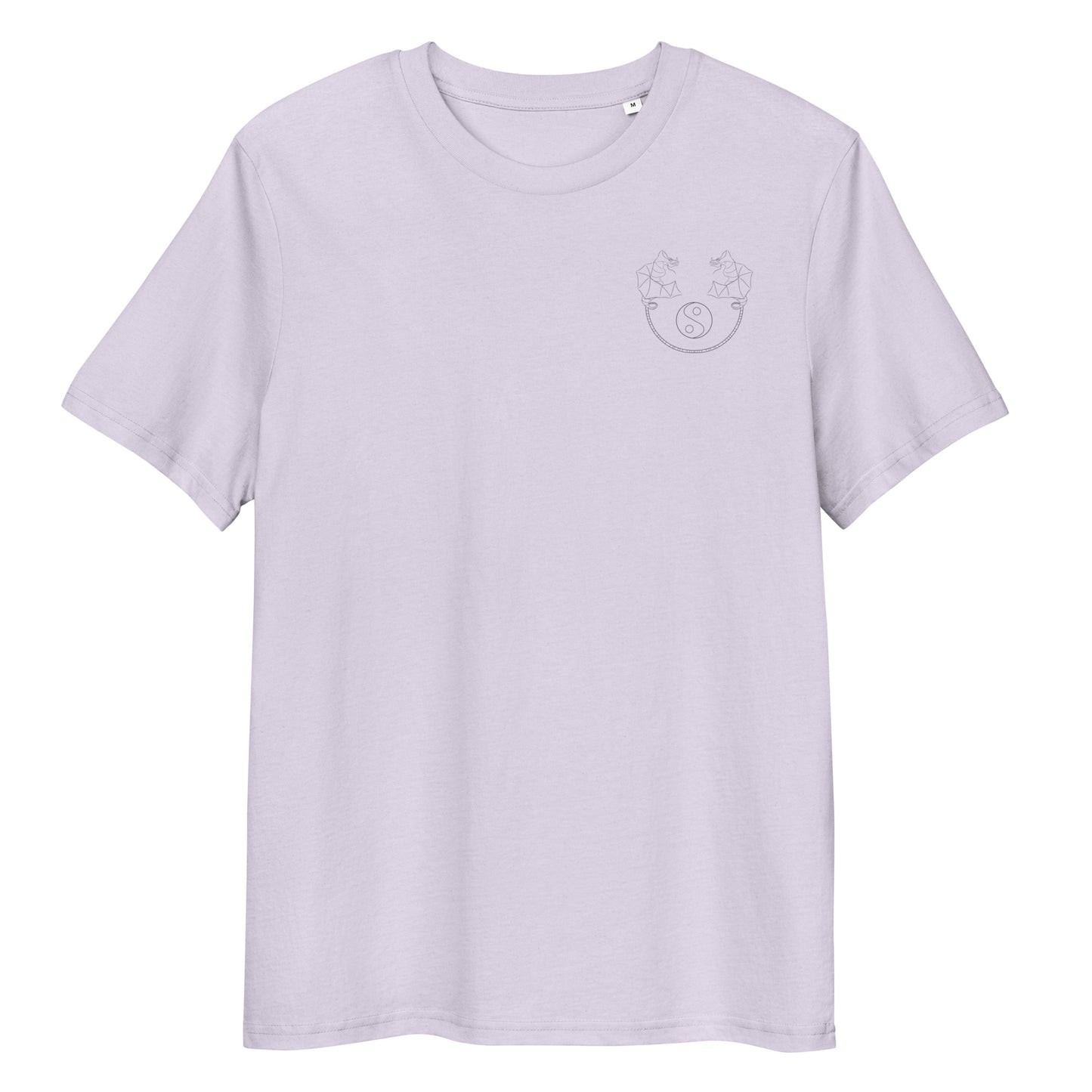 Dragon Dance, Yin and Yang | 100% Organic Cotton T Shirt in lavender front view