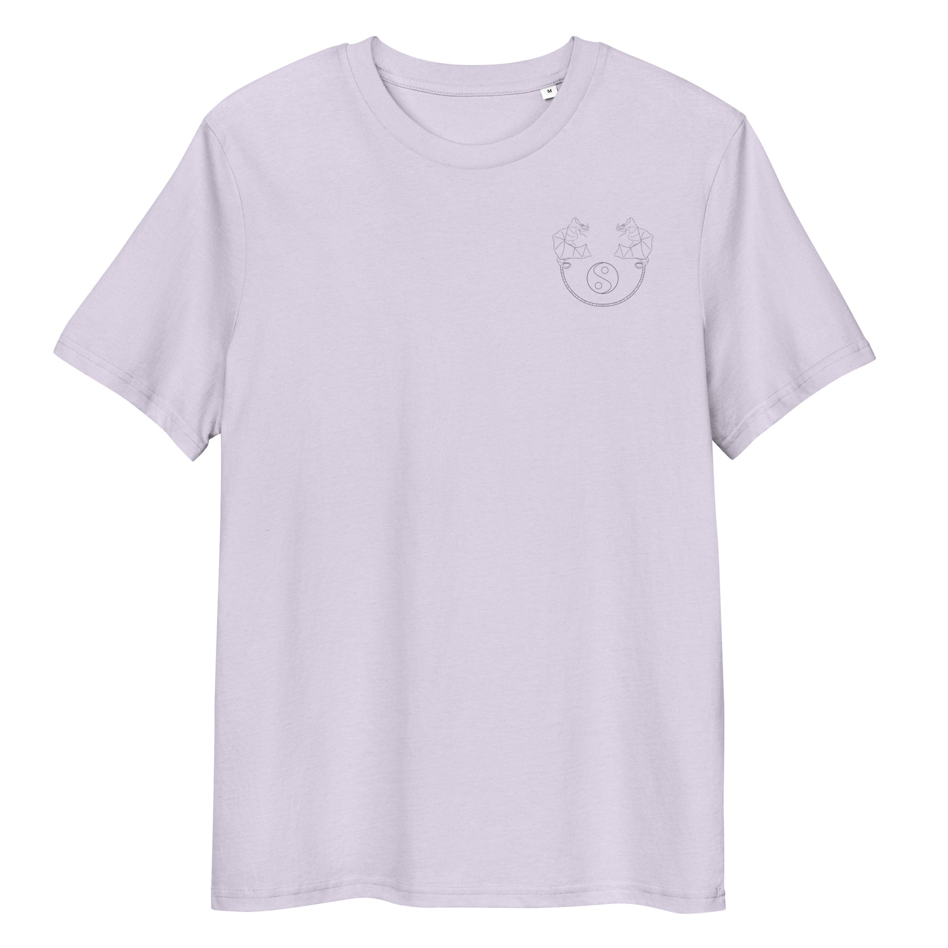 Dragon Dance, Yin and Yang | 100% Organic Cotton T Shirt in lavender front view