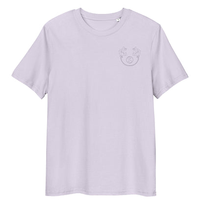 Dragon Dance, Yin and Yang | 100% Organic Cotton T Shirt in lavender front view