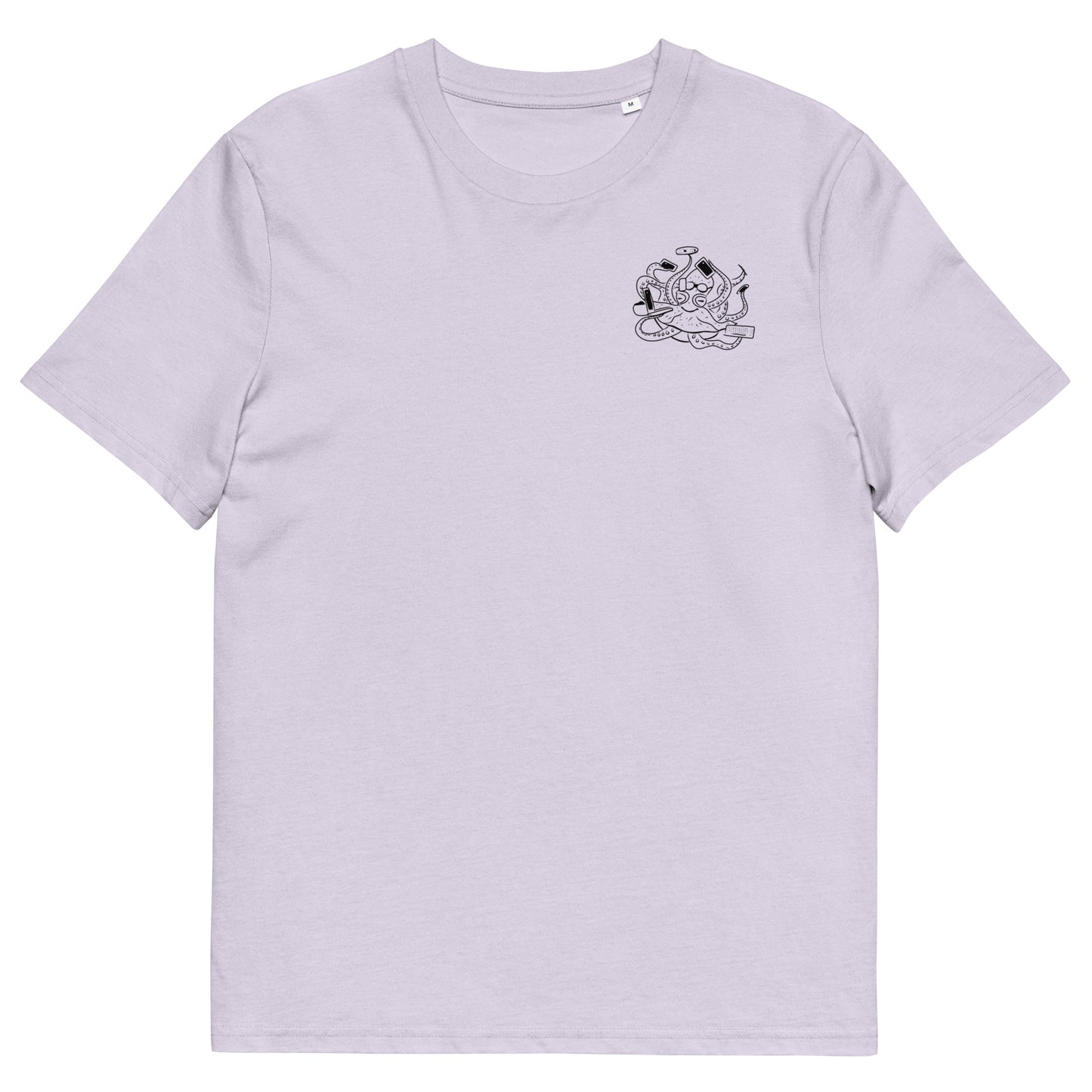 Octopus Office Worker | 100% Organic Cotton T Shirt in lavender front