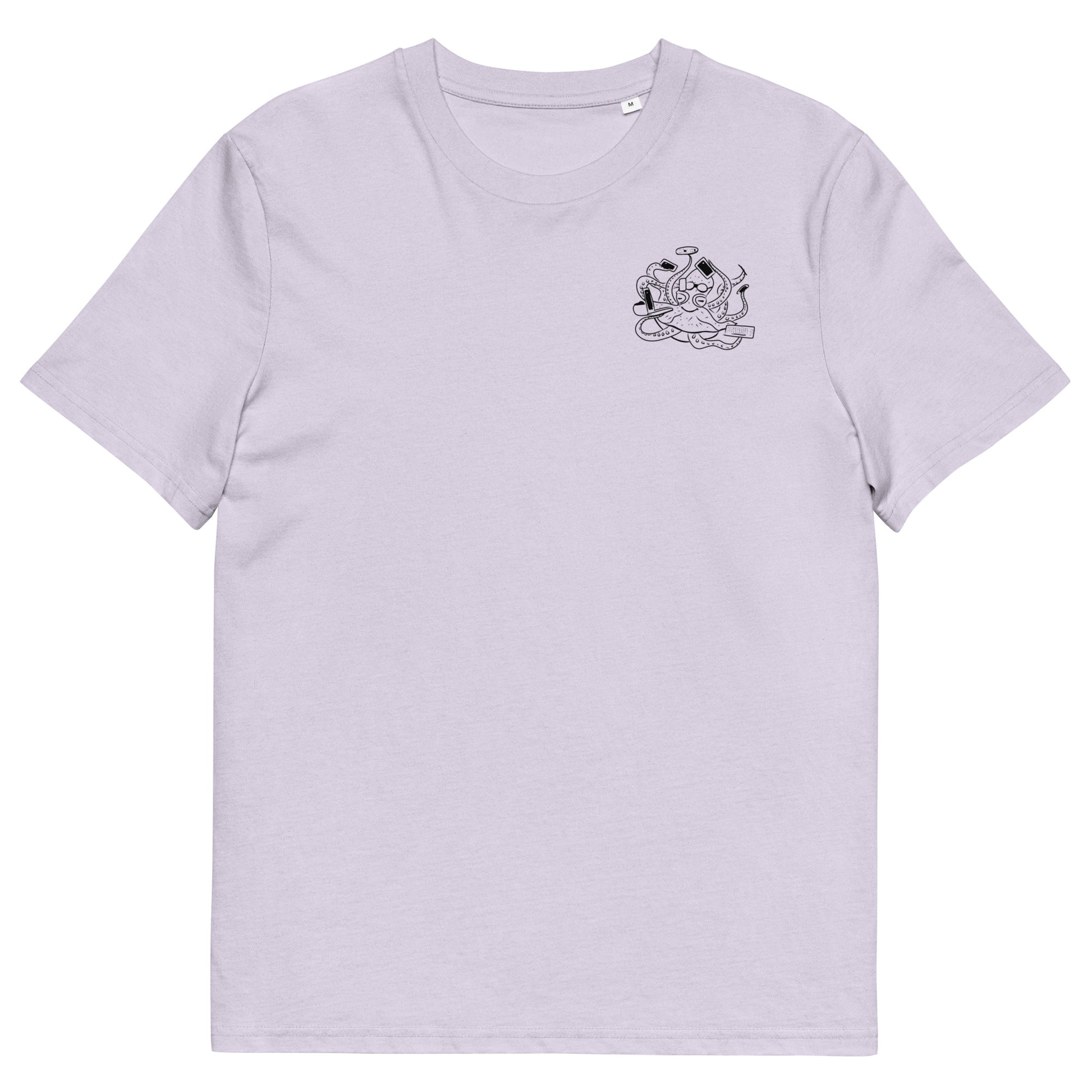 Octopus Office Worker | 100% Organic Cotton T Shirt in lavender front