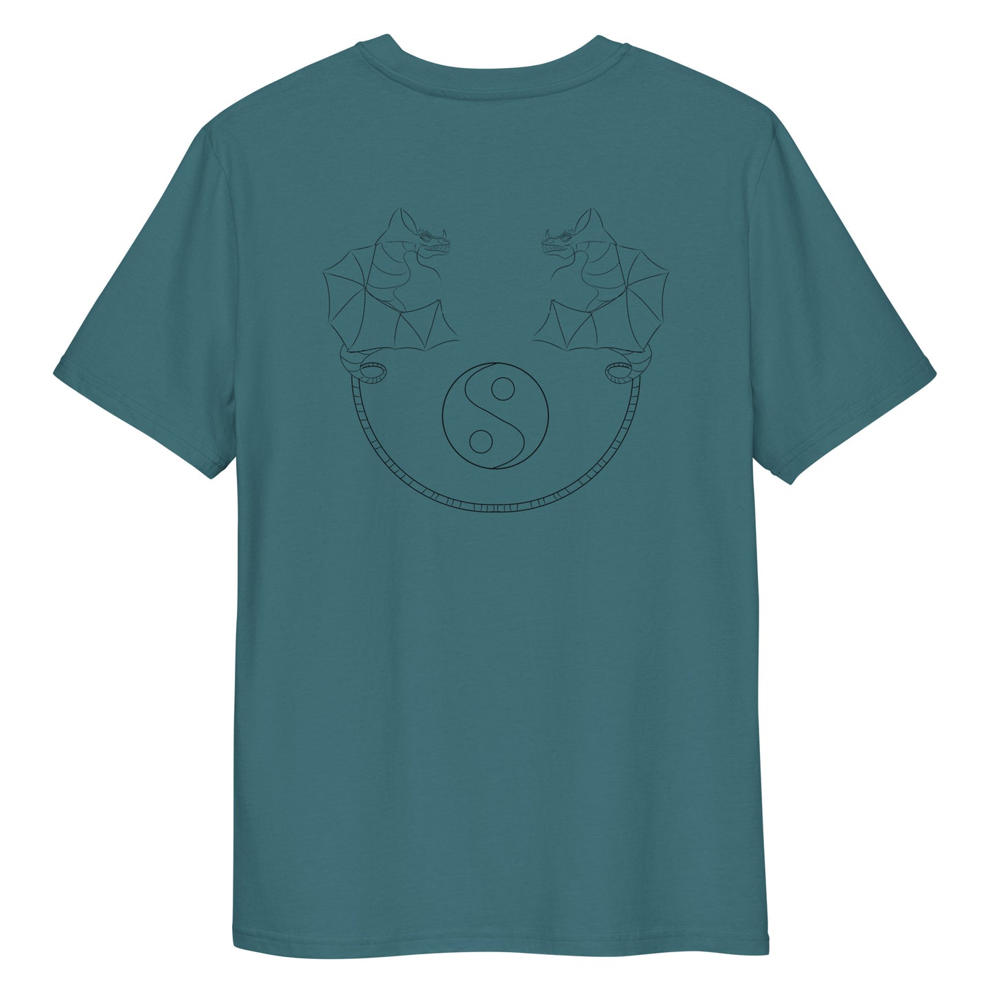 Dragon Dance, Yin and Yang | 100% Organic Cotton T Shirt in stargazer back view