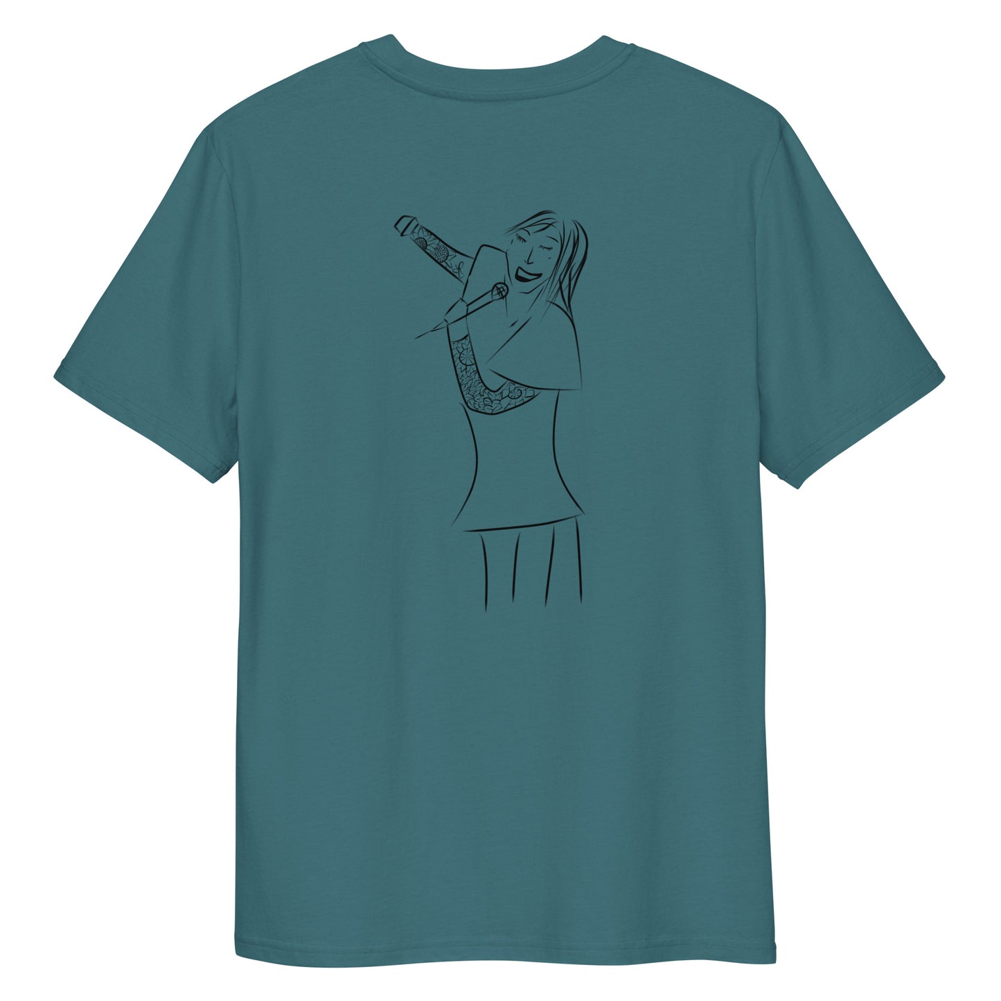 Woman Singing | 100% Organic Cotton T Shirt in stargazer back view