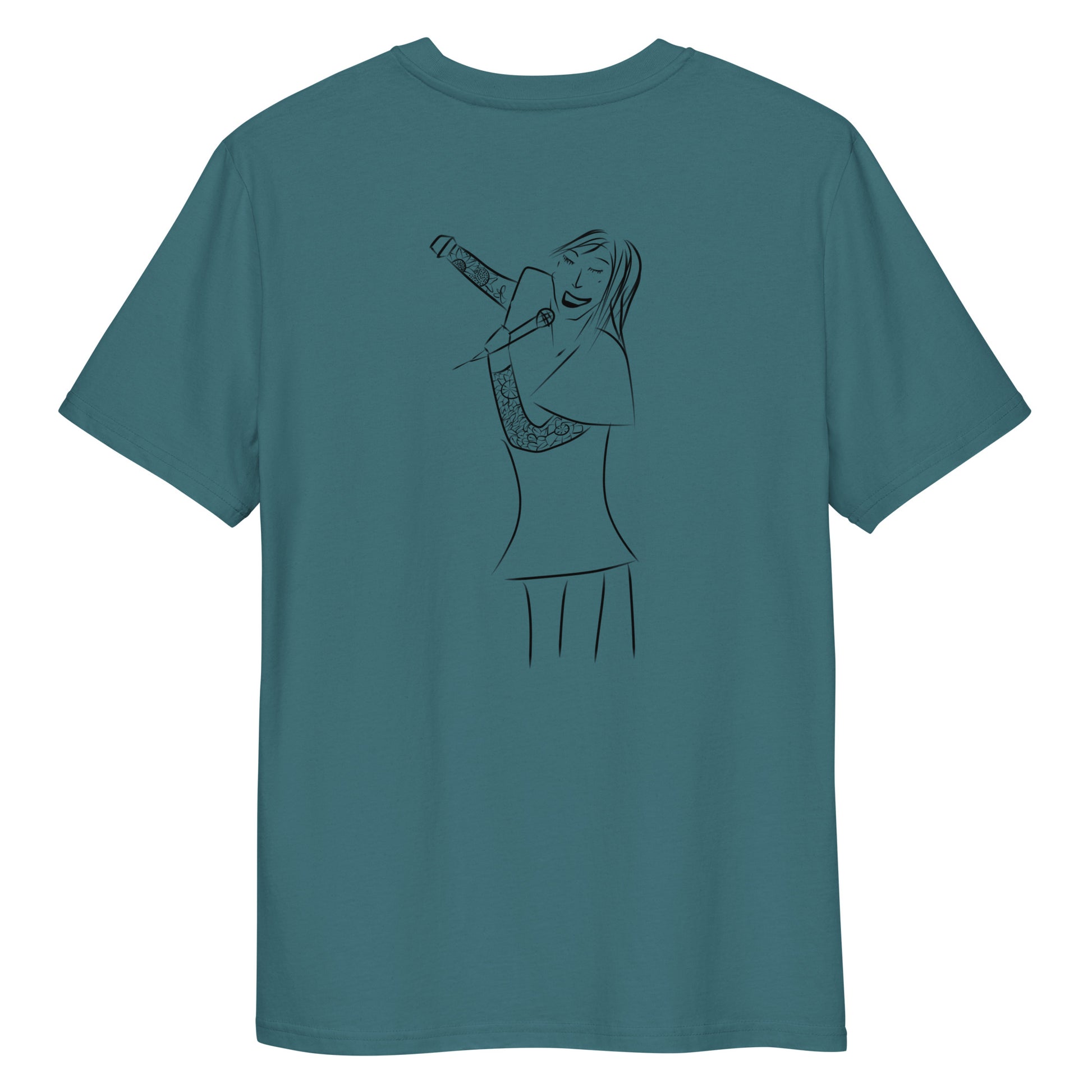 Woman Singing | 100% Organic Cotton T Shirt in stargazer back view